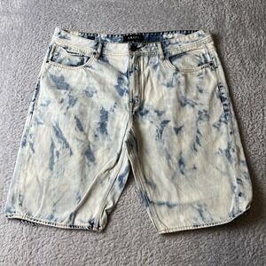 AKOO Shorts Mens 40 White Bleach Faded Stone Wash Distressed Street Wear Hip Hop